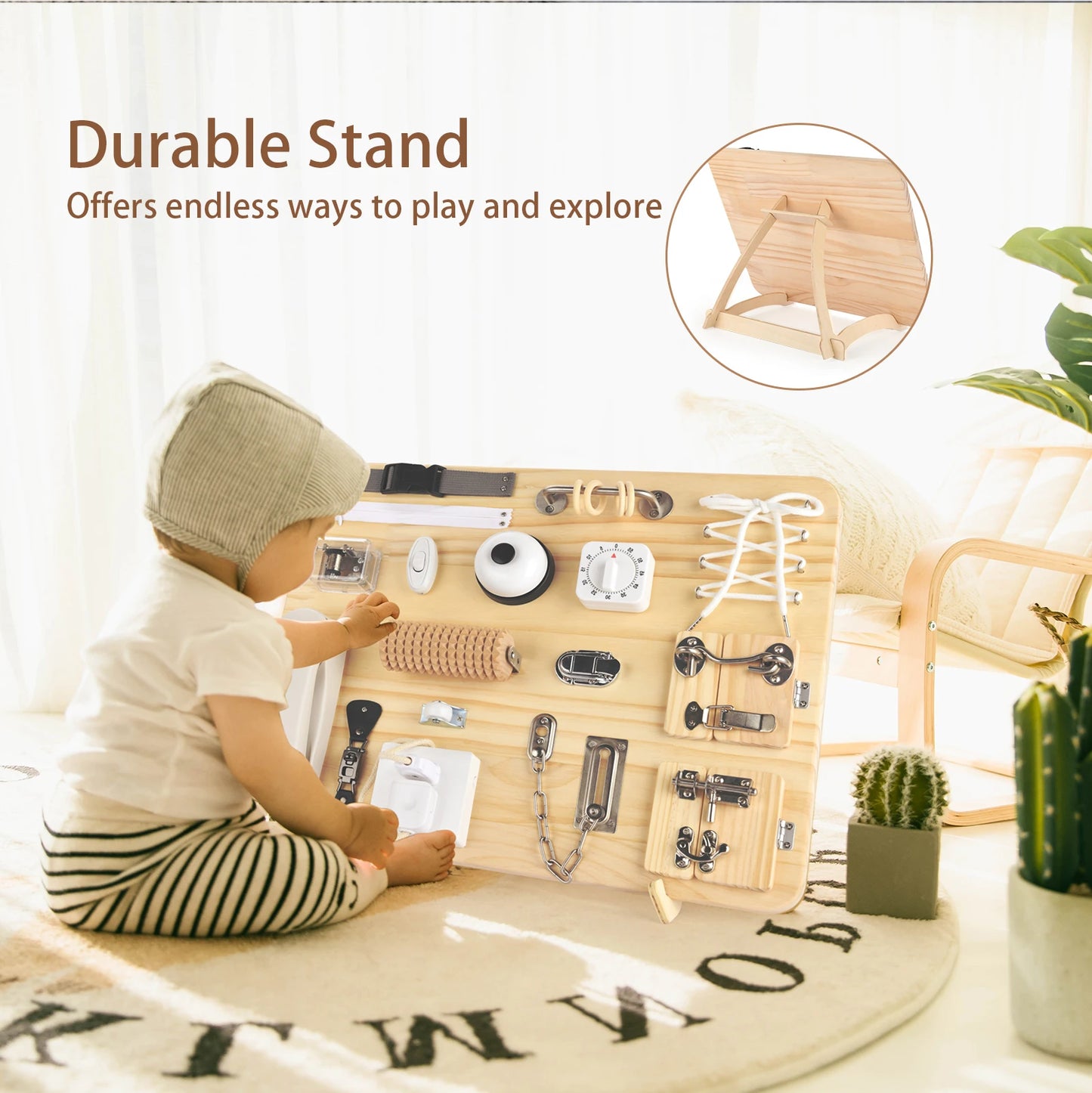 Forstart Montessori Busy Board 21 In 1 Wooden Sensory Toy