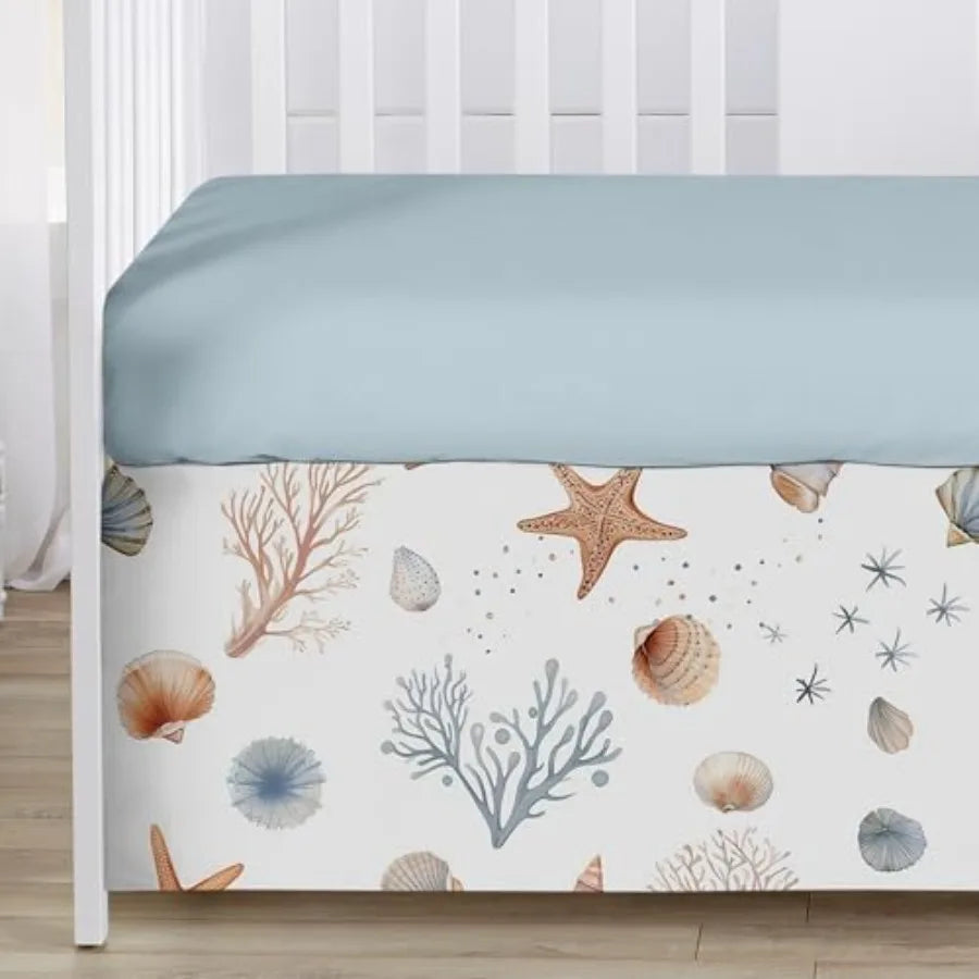 4 Piece Baby Crib Bedding Set Ocean Seashells Infants Nursery