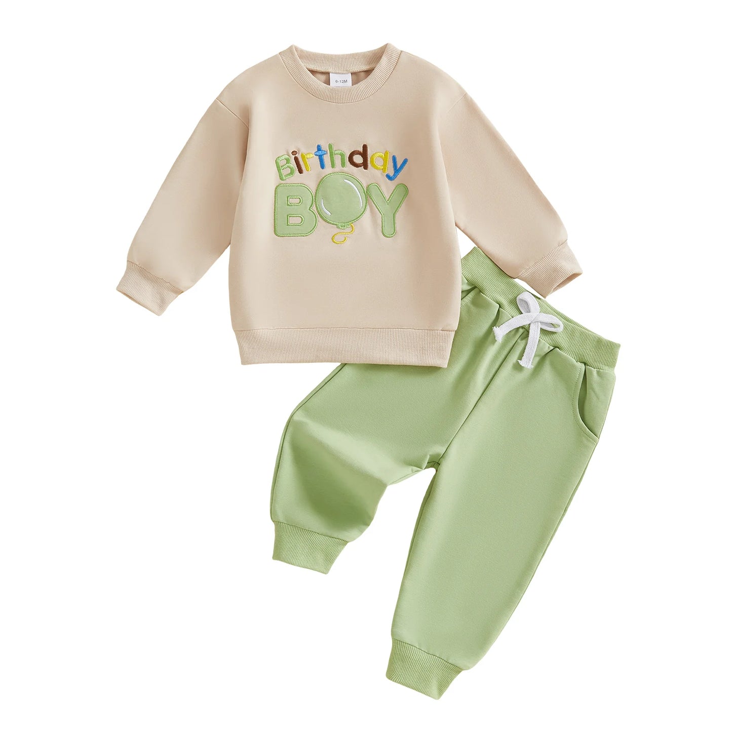 Baby Boy Birthday Outfit 2Pcs Set Embroidered Balloon Long Sleeve