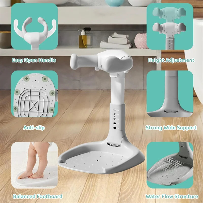 Foldable Baby Toddler Bath Stand With Anti Slip Easy Install