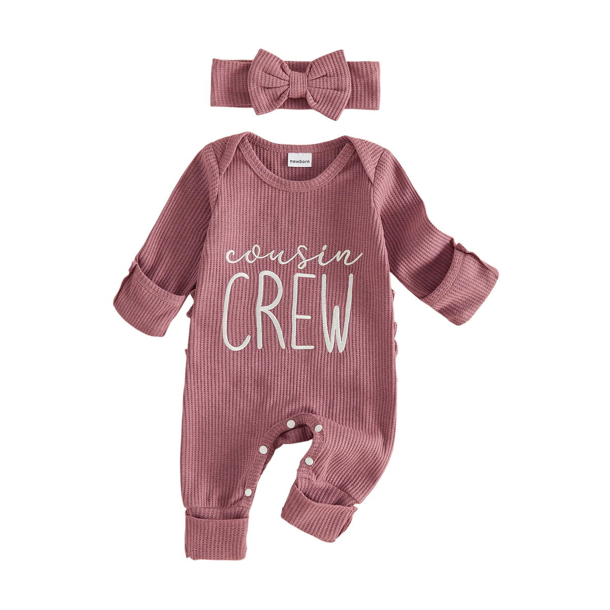 Premium Baby Girls Long Sleeve Romper Set With Bow Headband