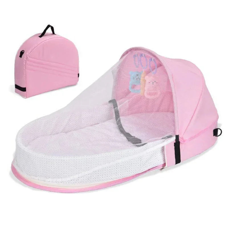Portable Newborn Baby Bed - Bionic Isolation Travel Crib, Foldable Anti-Stress Bassinet for Baby