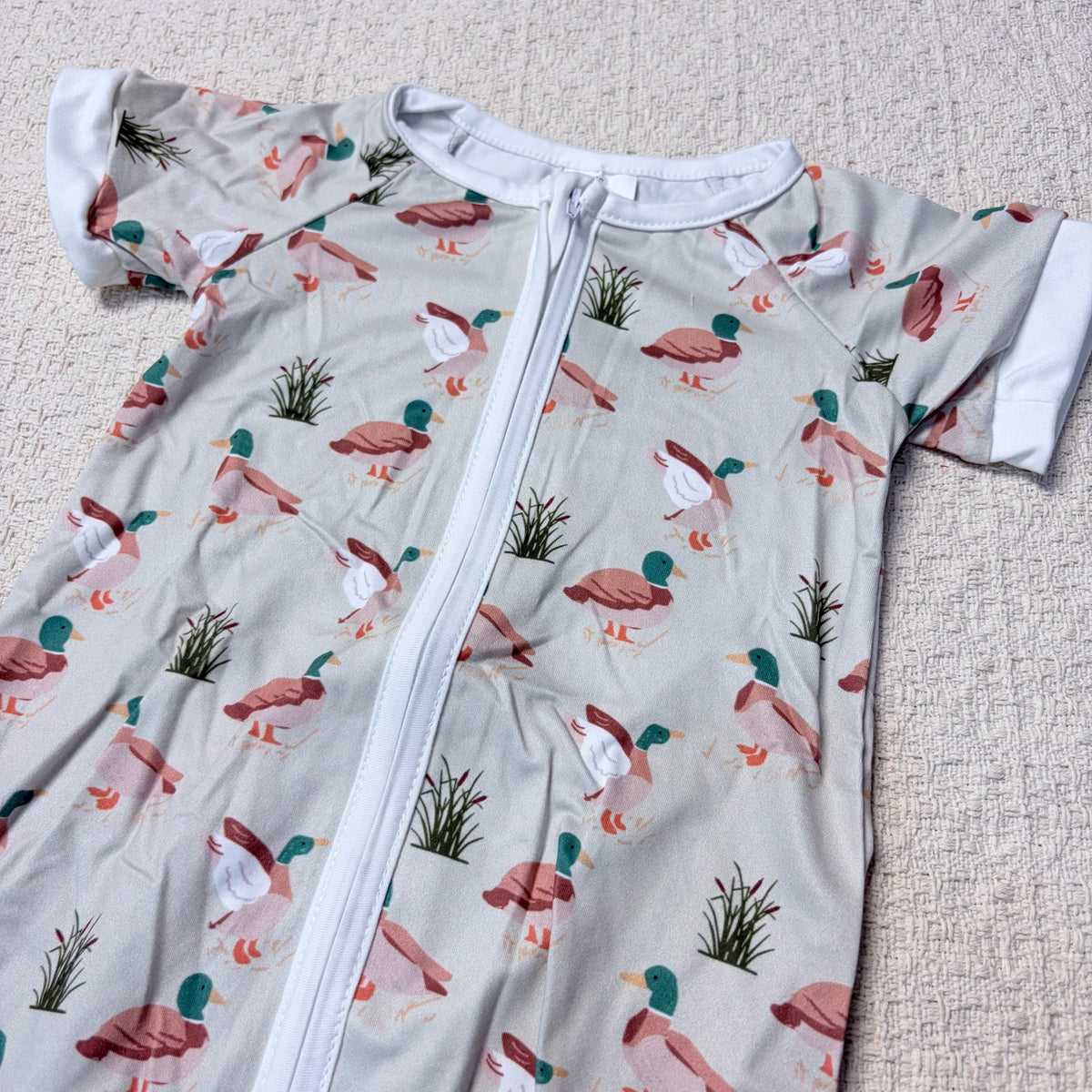 Baby Boy Summer Zipper Romper Short Sleeves Duck Design Toddler