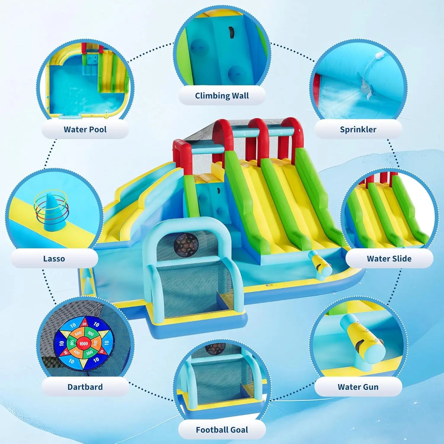 HiMISS Inflatable Bounce House with Blower for Indoor Outdoor Play