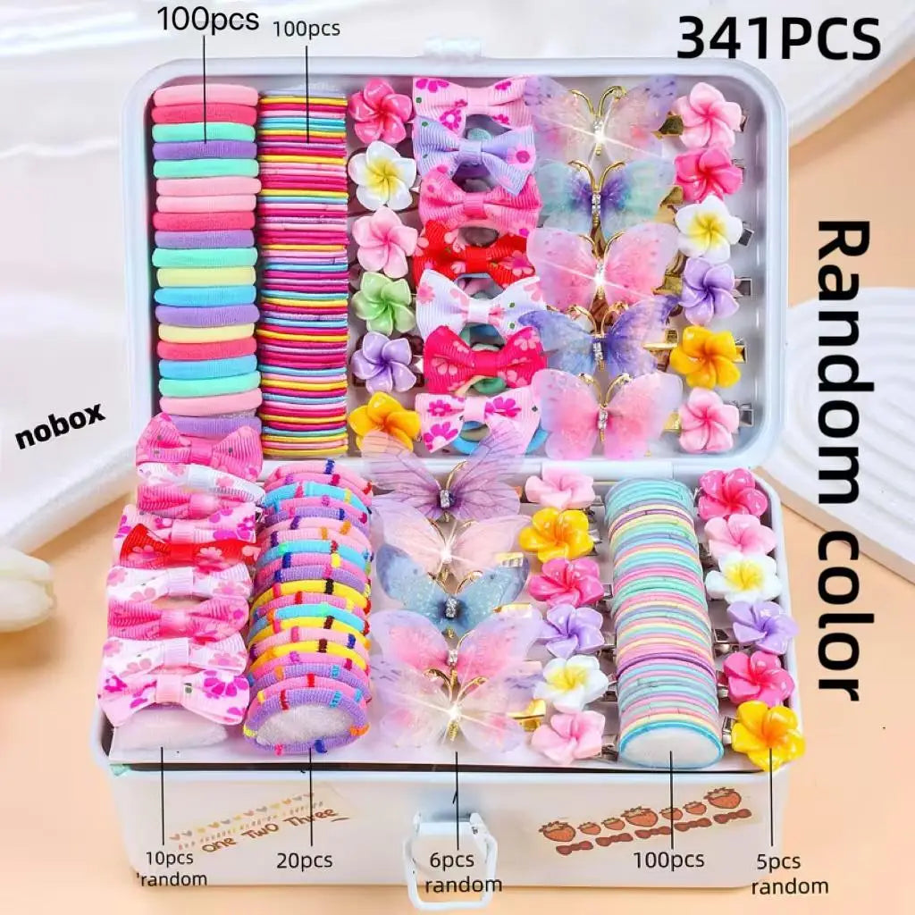 18/546Pcs /1152PCS Bow High Elastic Hair Accessories Set Korean Style Princess Hair Clips, No Hurt Hair Colorful Girls Hair Bands Hair Clips Girls Children No Box