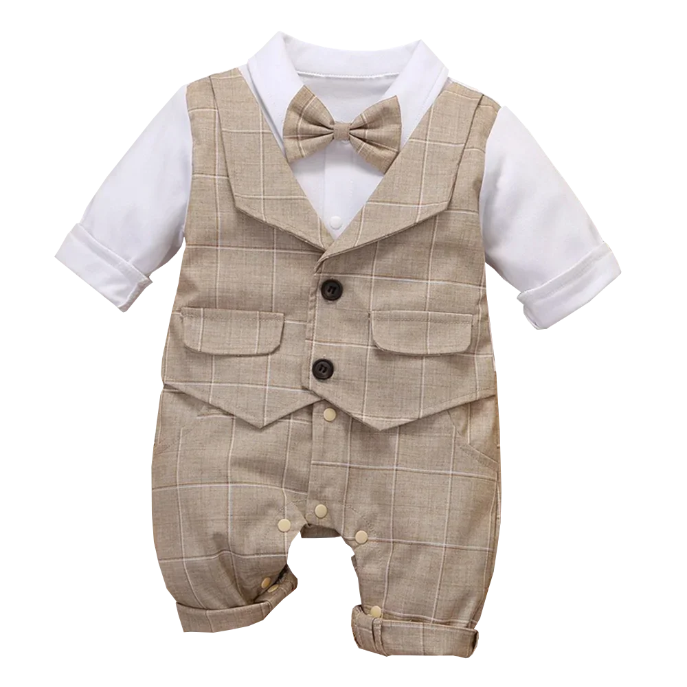 Kabeier Toddler Plaid Formal Anniversary Dress Romper Outfit