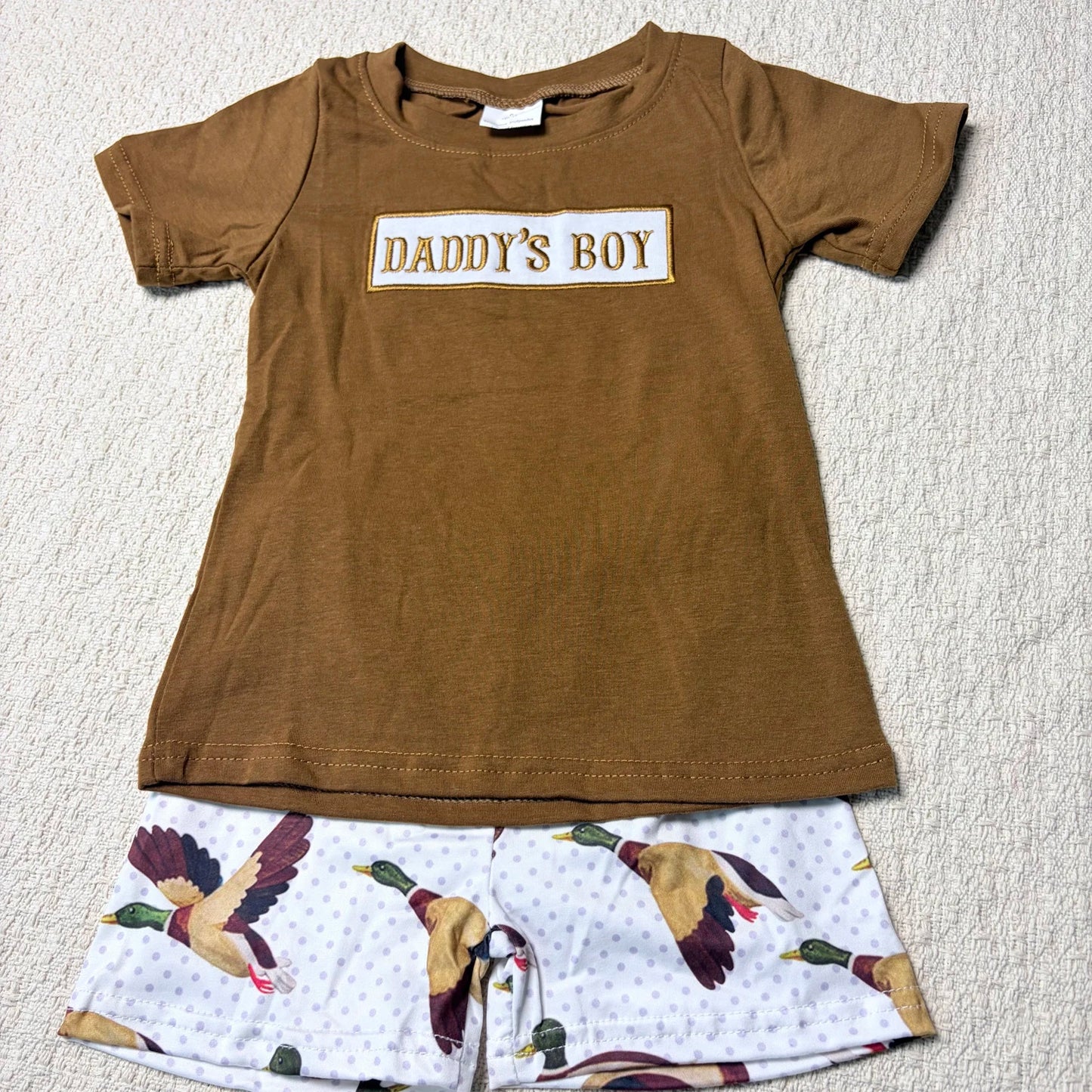 Sibling Baby Boys Daddy's Boy Top And Checkered Shorts Set