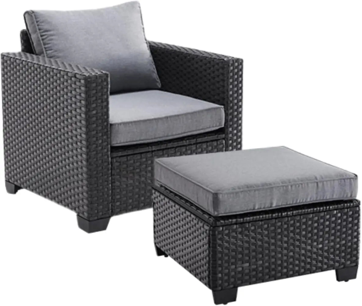 Patio Sectional Sofa Set With Ottoman Stain Resistant Fabric