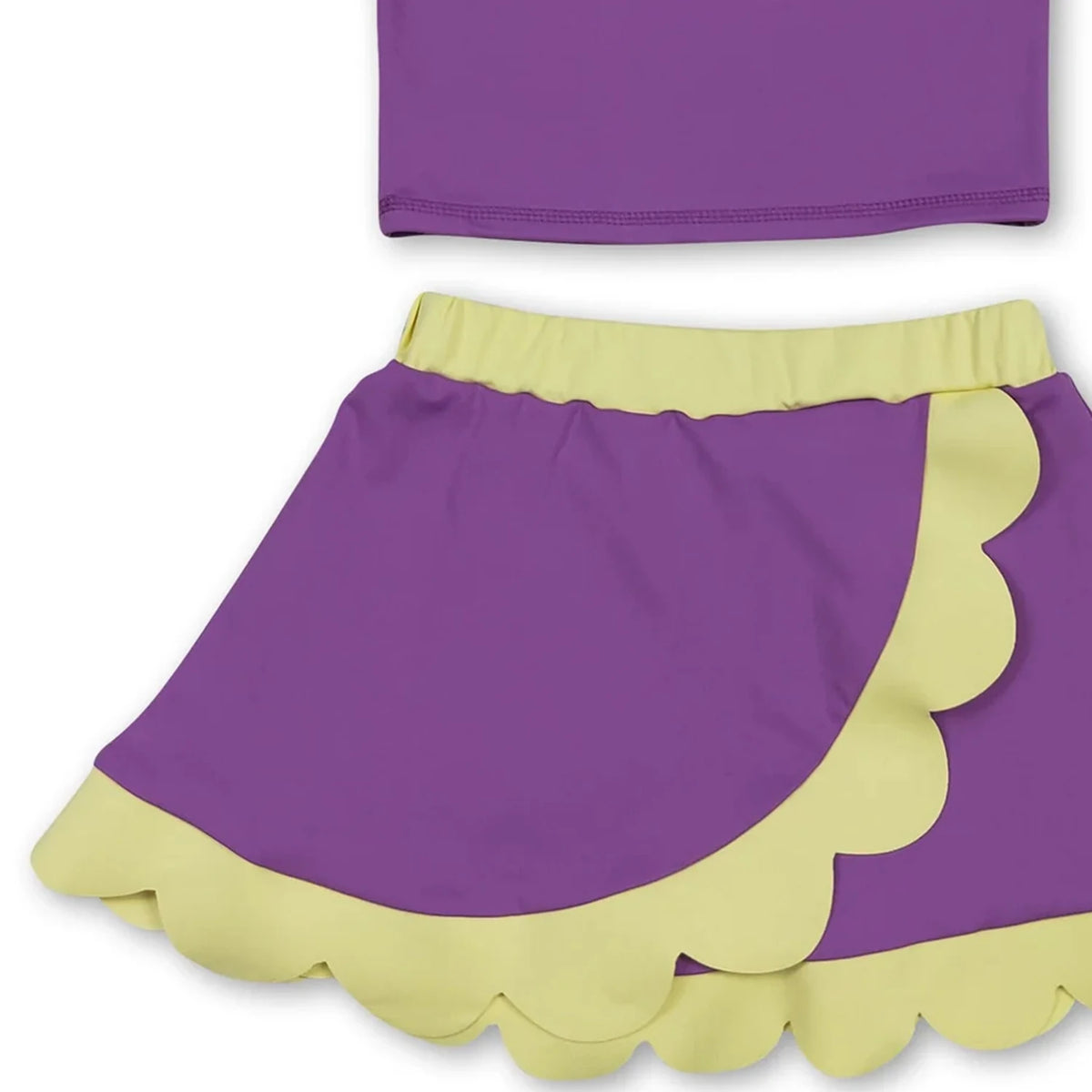 Girls Sleeveless Scallop Activewear Set For Sports And Play