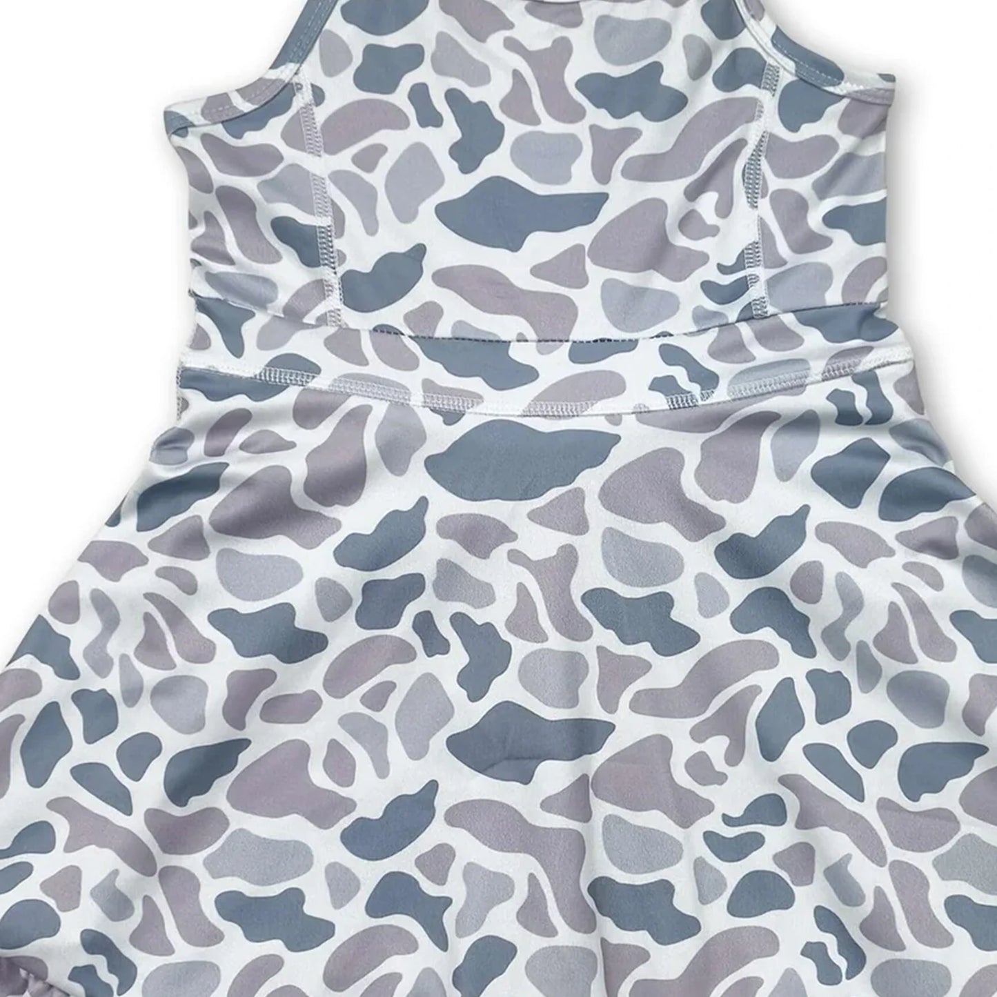 Girls Camo Straps Ruffle Athletic Dress For Active Play