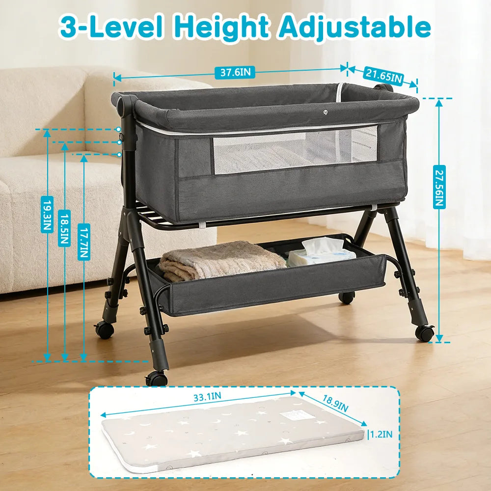 Collapsible 3 In 1 Baby Bassinet Sleeper 0to18Months