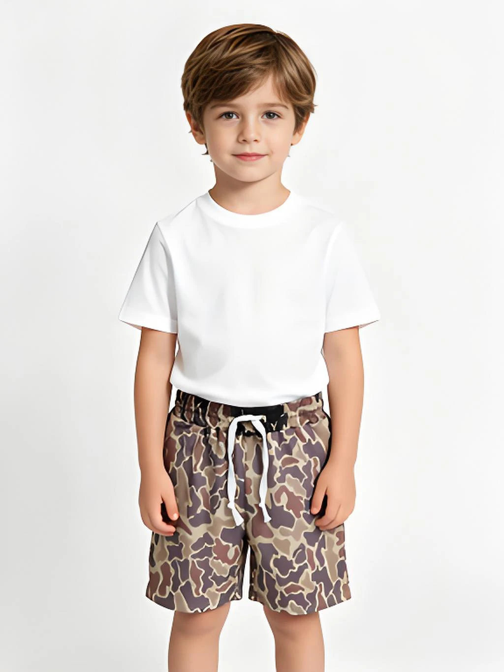 Boys Camo Elastic Shorts With Pockets Casual Summer Loose Fit