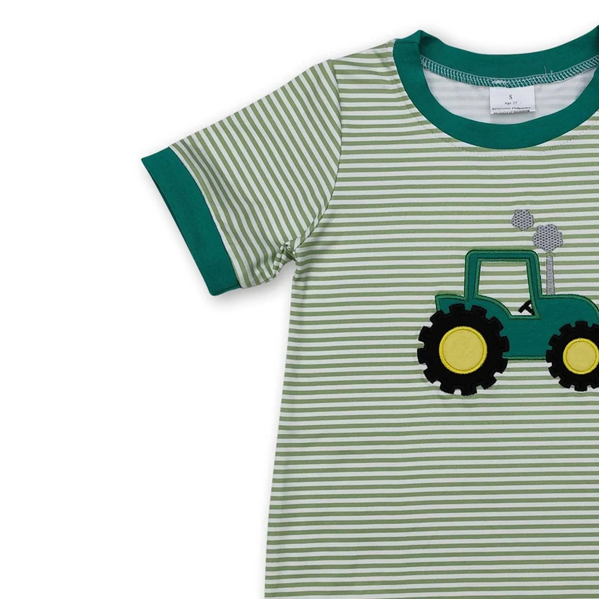 Tractor Theme Baby Boy Romper Short Sleeves Cotton Knit