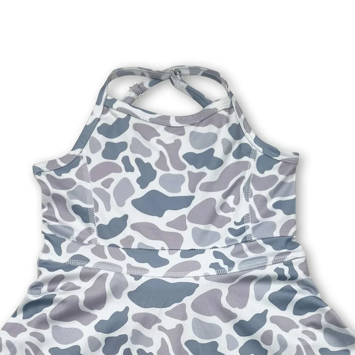 Girls Camo Straps Ruffle Athletic Dress For Active Play