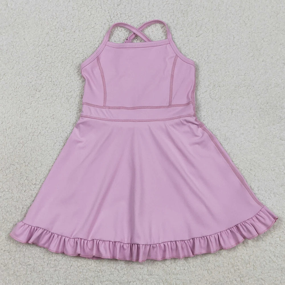 Kids Designer Dresses Girls Knee Length Blue Bow Castles Print
