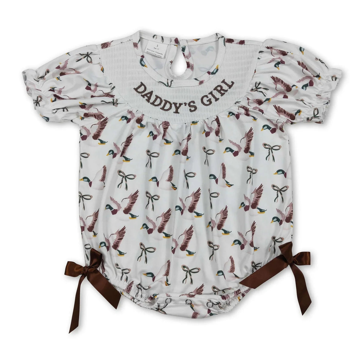 Baby Girl Duck Bow Romper Short Sleeve Cotton Bodysuit