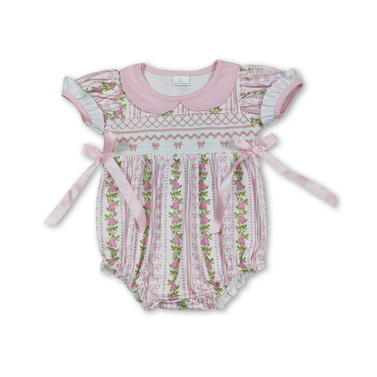 Baby Girls Summer Floral Romper Short Sleeve Infant Outfit
