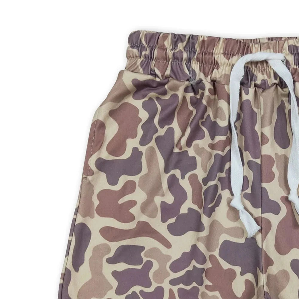 Boys Camo Elastic Shorts With Pockets Casual Summer Loose Fit
