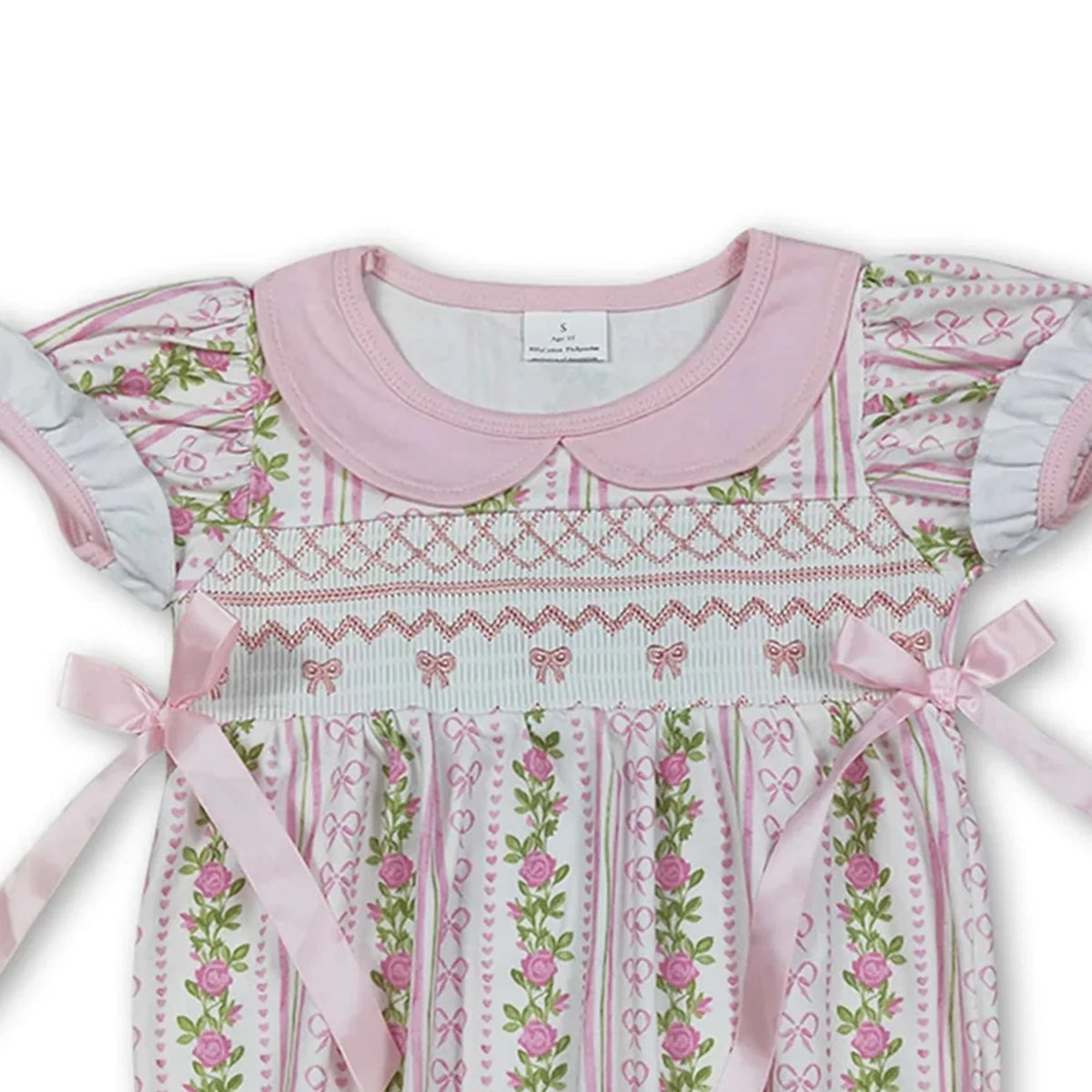 Baby Girls Summer Floral Romper Short Sleeve Infant Outfit