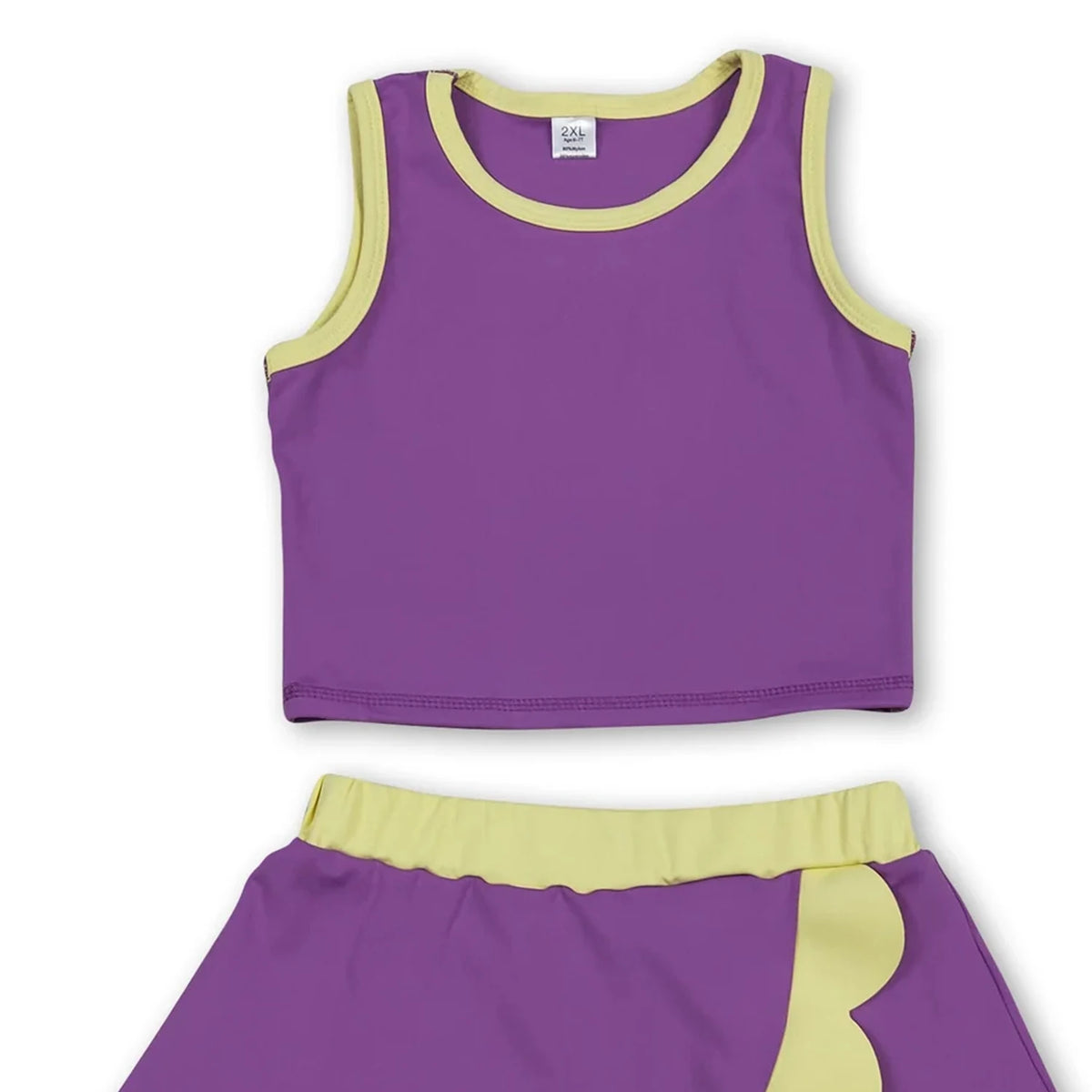 Girls Sleeveless Scallop Activewear Set For Sports And Play