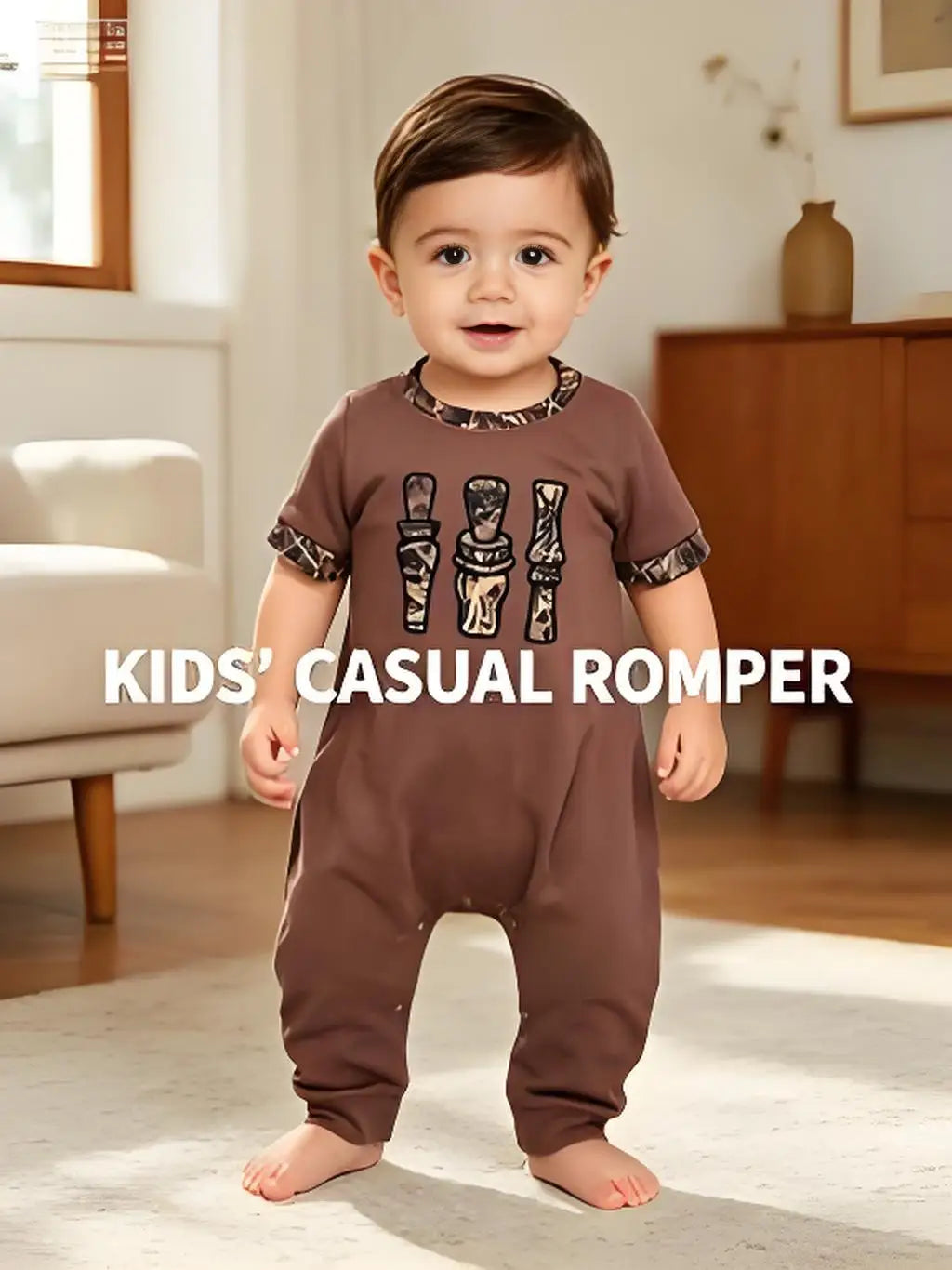 Infant Boys Short Sleeve Camo Pattern Cotton Romper Set
