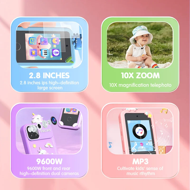 Kids Smart AI Phone Toy With 2K Display Dual Cameras