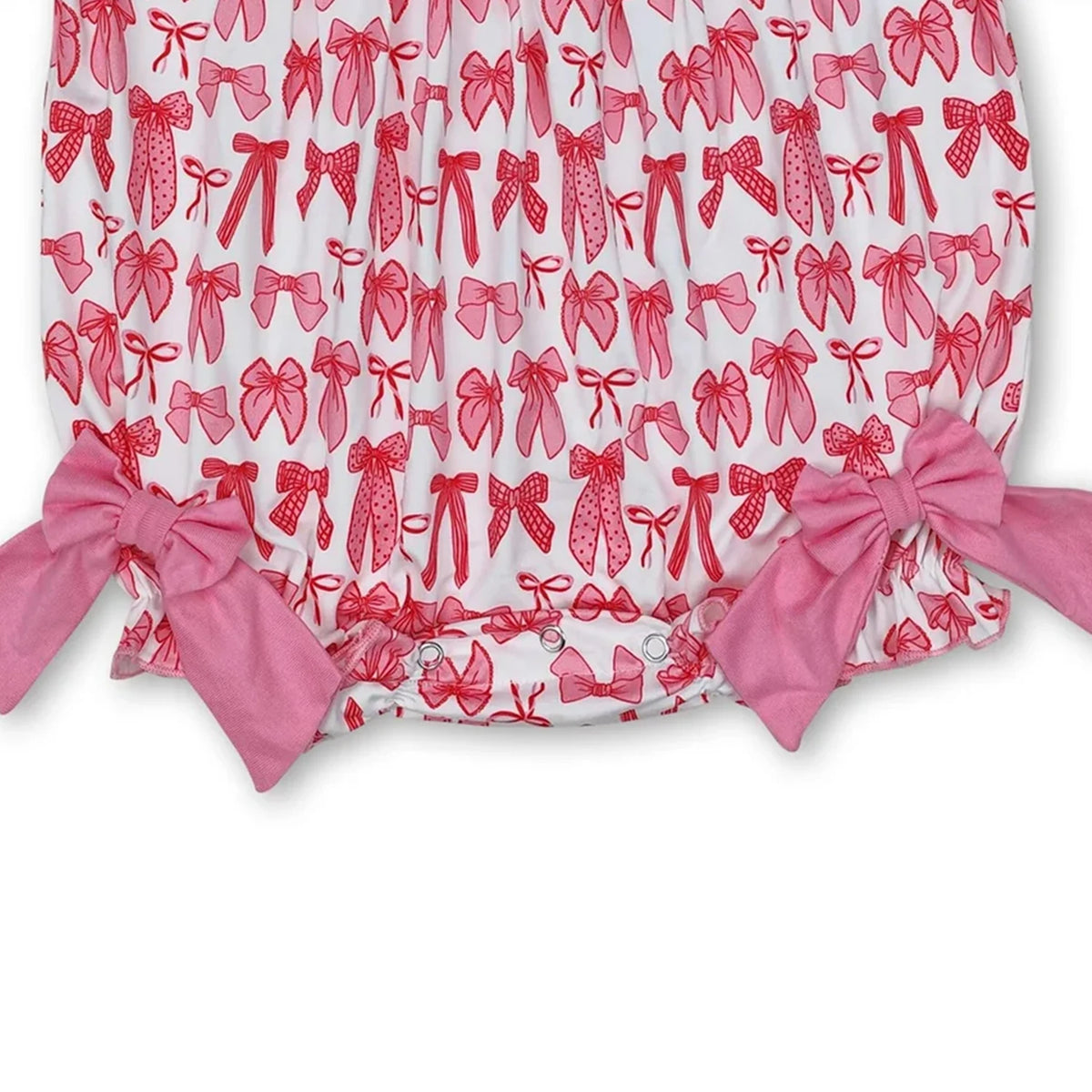 Smocked Bow Baby Girls Romper Short Sleeve Infant Outfit