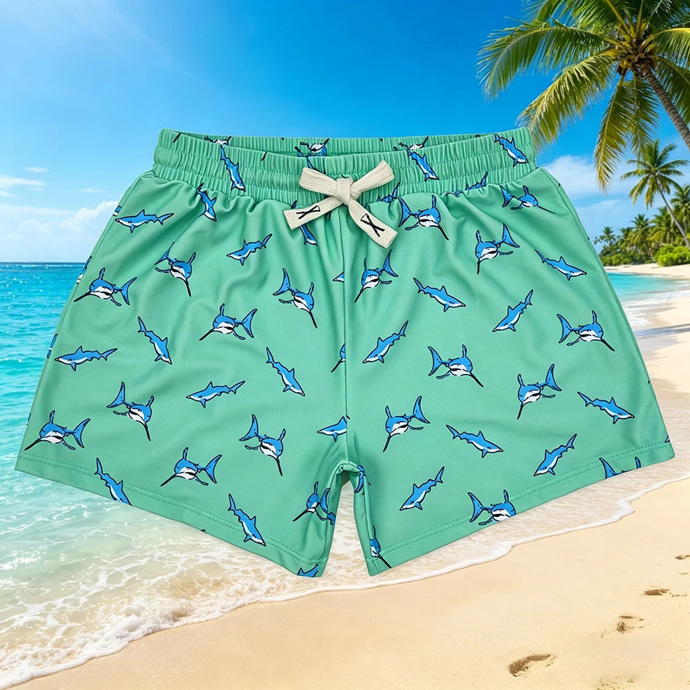 New Fashion Baby Boys Swim Trunks Shark Print Swimwear