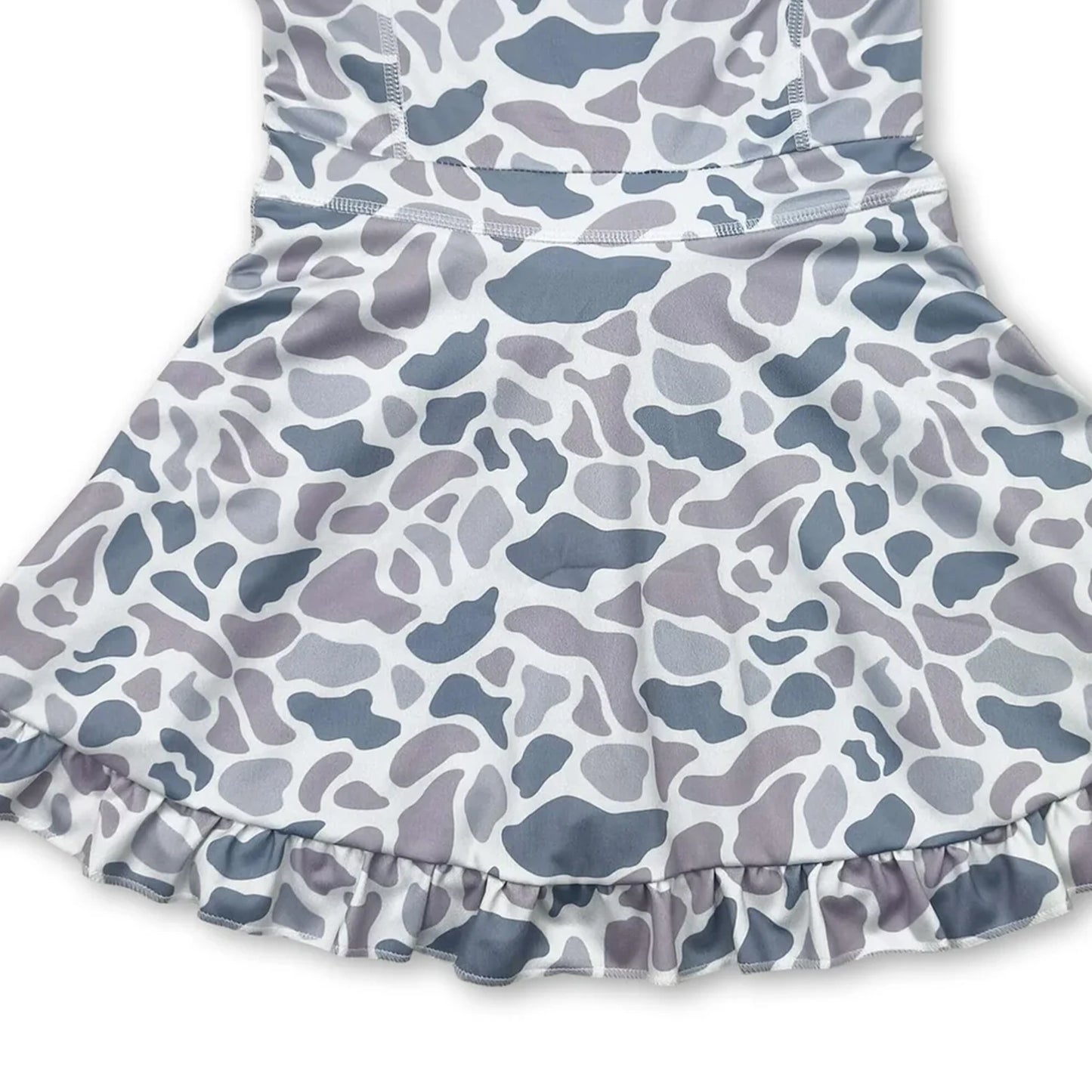 Girls Camo Straps Ruffle Athletic Dress For Active Play