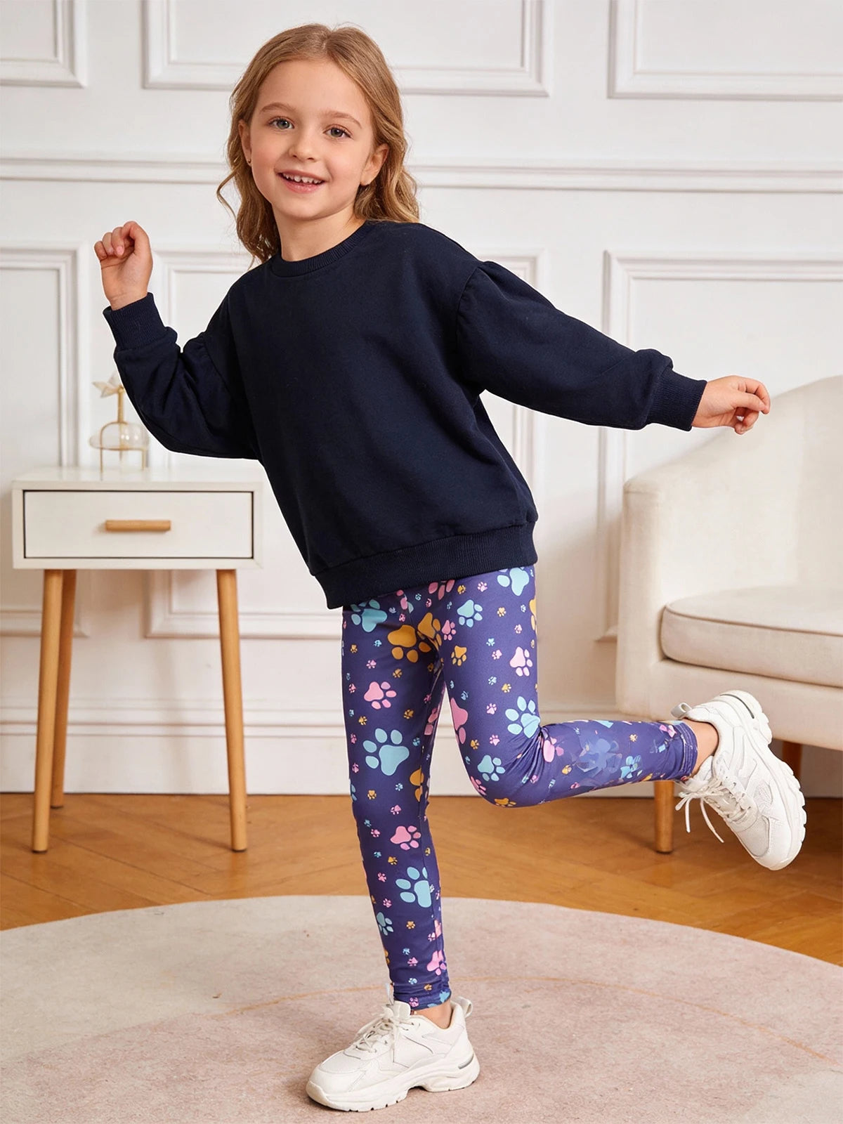 Girls 6-Piece Floral Print Stretchy Leggings Set For School