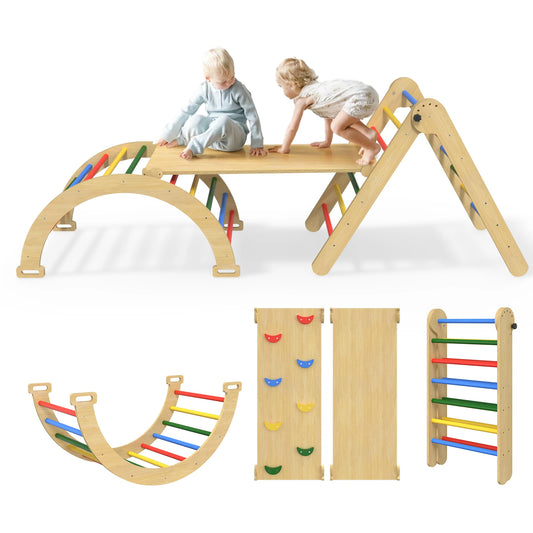 Pikler Triangle Set Rainbow Five in One for Toddlers