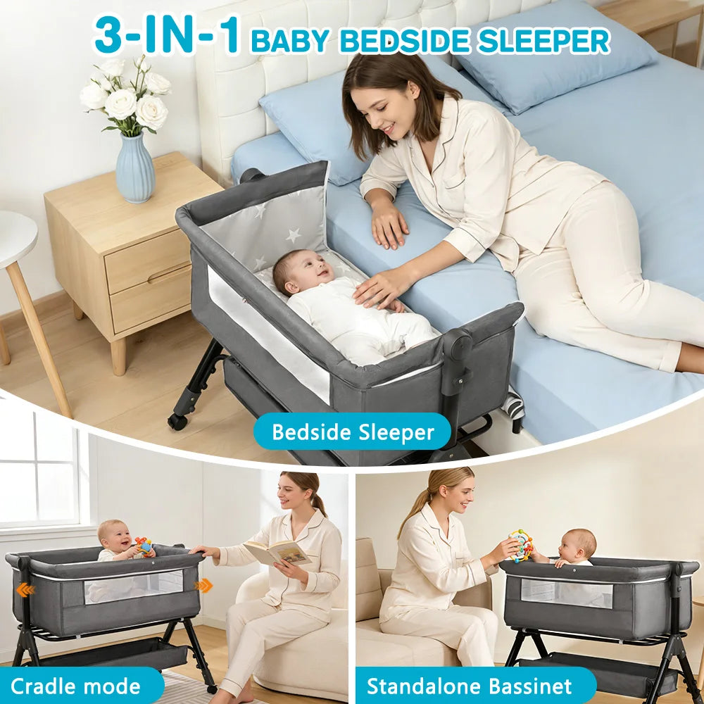 Collapsible 3 In 1 Baby Bassinet Sleeper 0to18Months