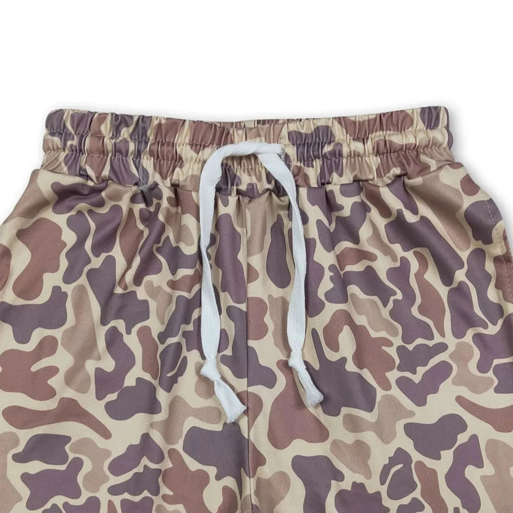 Boys Camo Elastic Shorts With Pockets Casual Summer Loose Fit