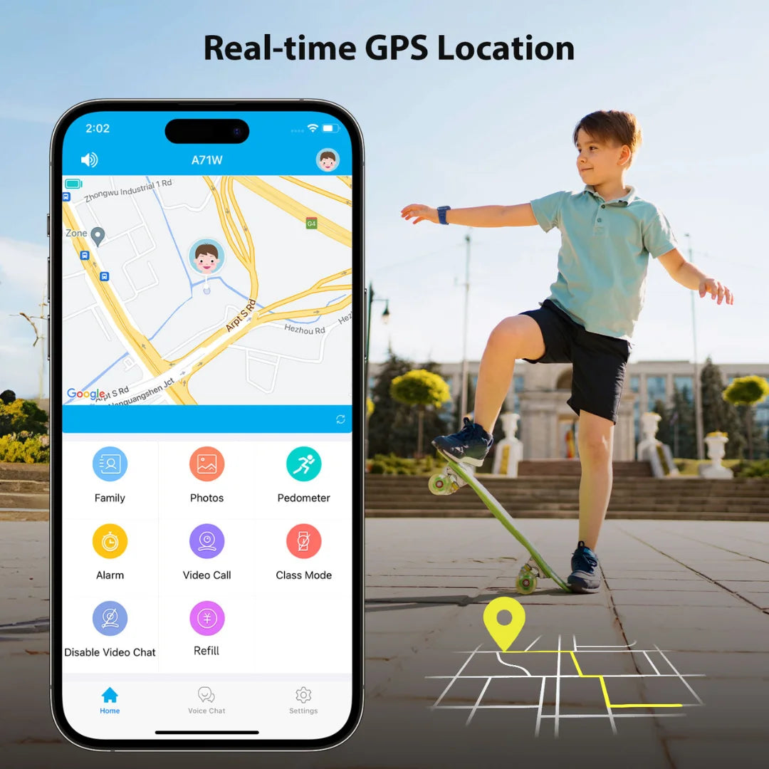 4G Kids Smartwatch With GPS Voice Chat Video Call ClassMode