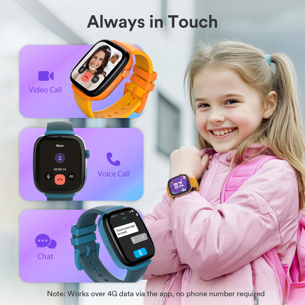 EIOTMART 4G Kids Smartwatch SIM GPS Video SOS Call