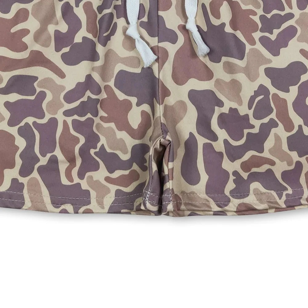 Boys Camo Elastic Shorts With Pockets Casual Summer Loose Fit