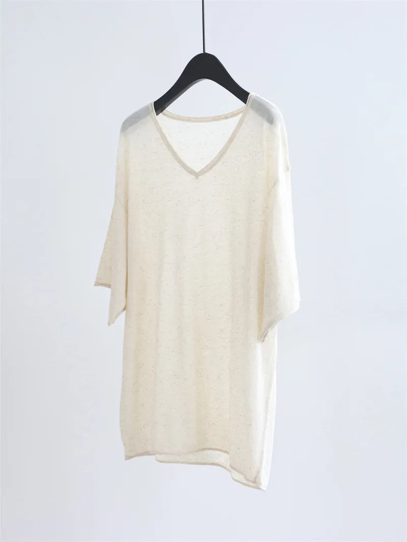 2026 New Style Simple Loose V-Neck Batwing Sleeve Knitted Top, Multi-color Simple and Lazy Breathable Blouse