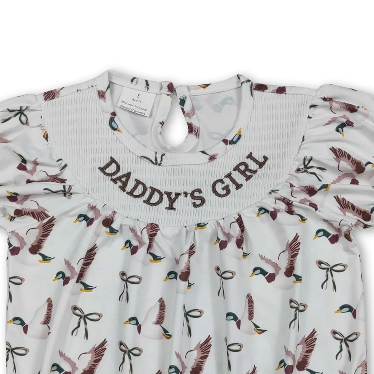 Baby Girl Duck Bow Romper Short Sleeve Cotton Bodysuit