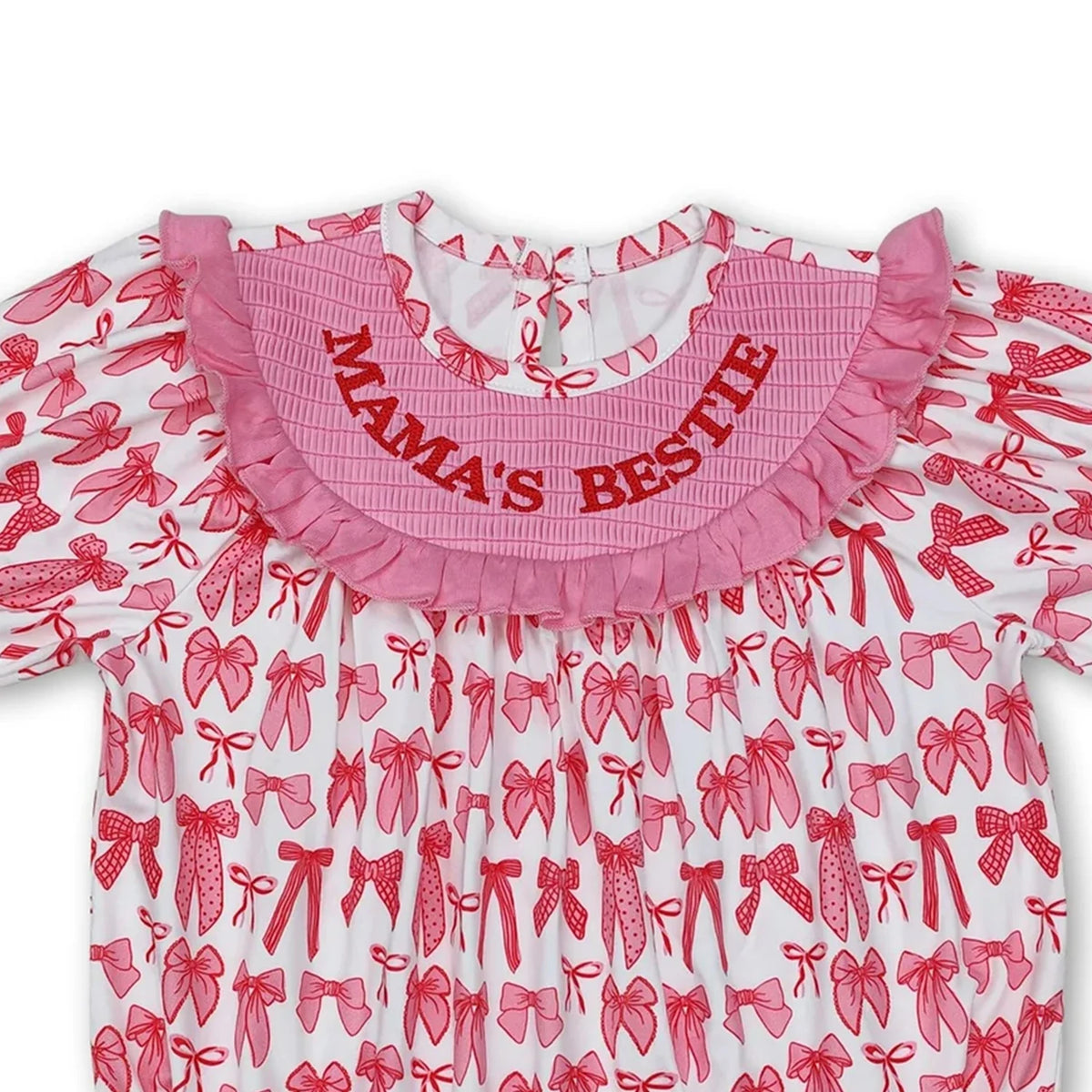 Smocked Bow Baby Girls Romper Short Sleeve Infant Outfit