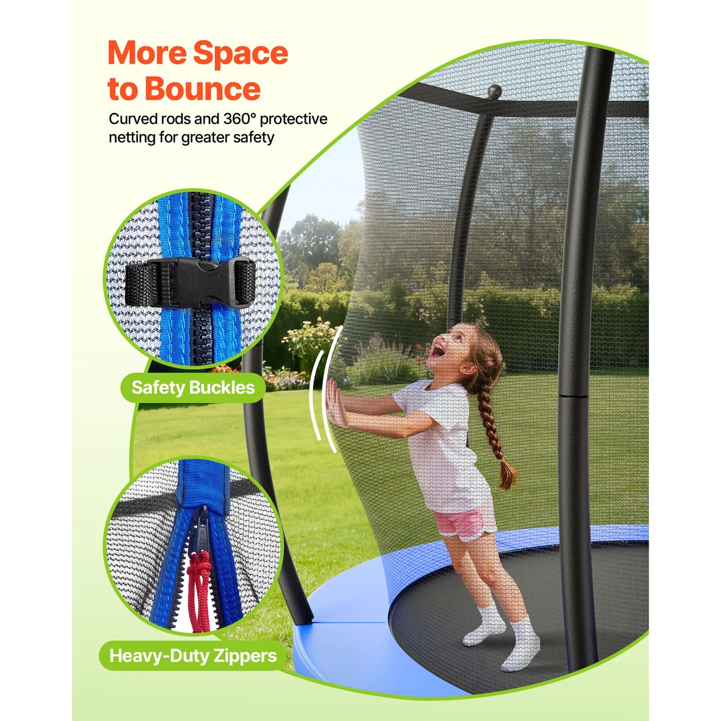 SucceBuy Outdoor Trampoline Enclosure Net Thickened Pad