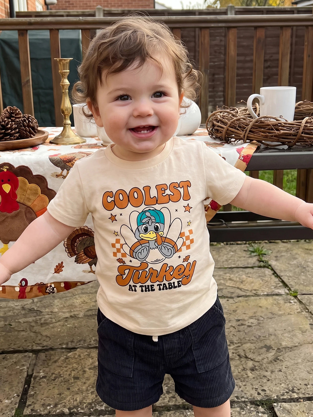 Sleeve Turkey Boys Turkey-Print Thanksgiving Shirt T Print Short Sleeve Sleeve Turkey Toddler Boys Girls
