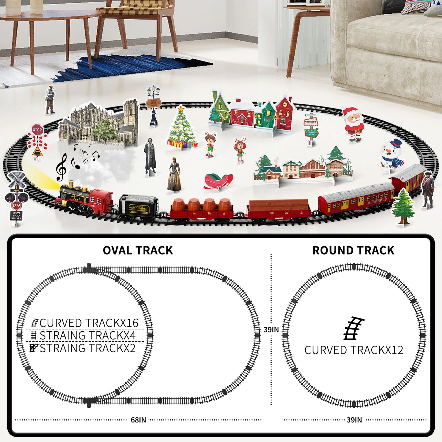 NONECE Train Set Toys Light And Sound 6 Cars 28 Tracks