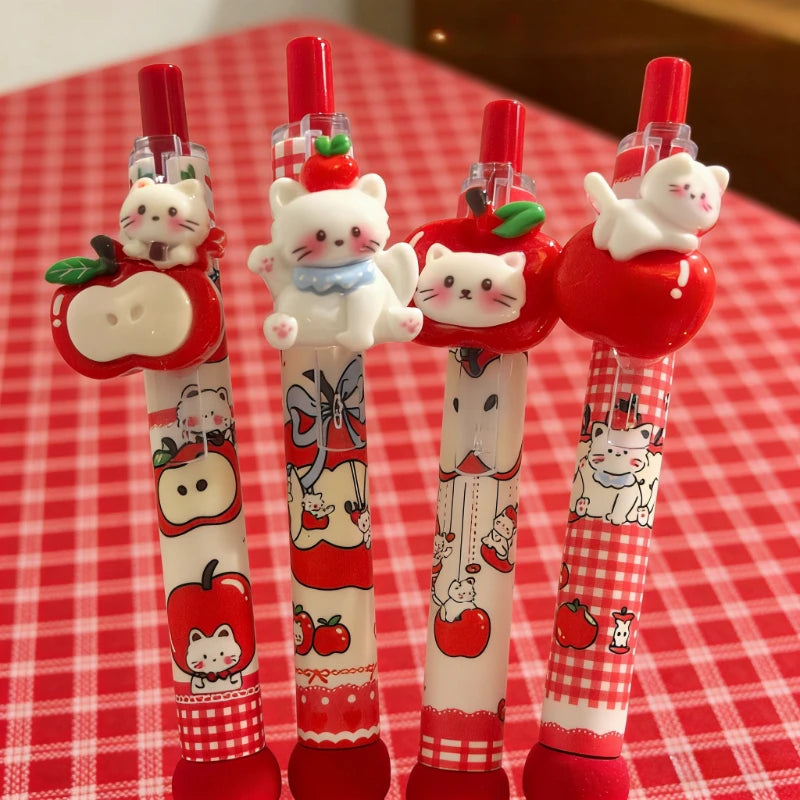Kawaii Apple Cat Gel Pen For Office And School Cute