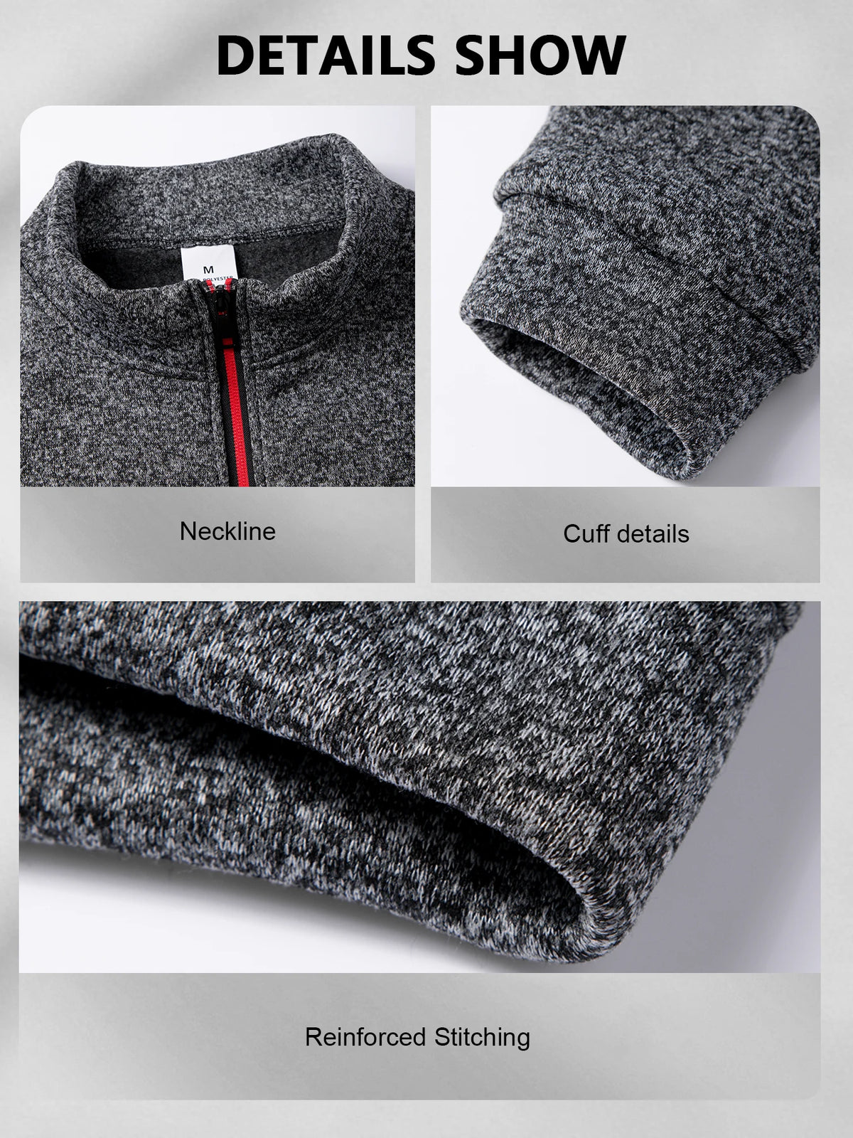 Men 1/4 Quarter Zip Pullover Sweatshirt Heather Mock Neck Top Contrast Zipper Casual Long Sleeve Sweater