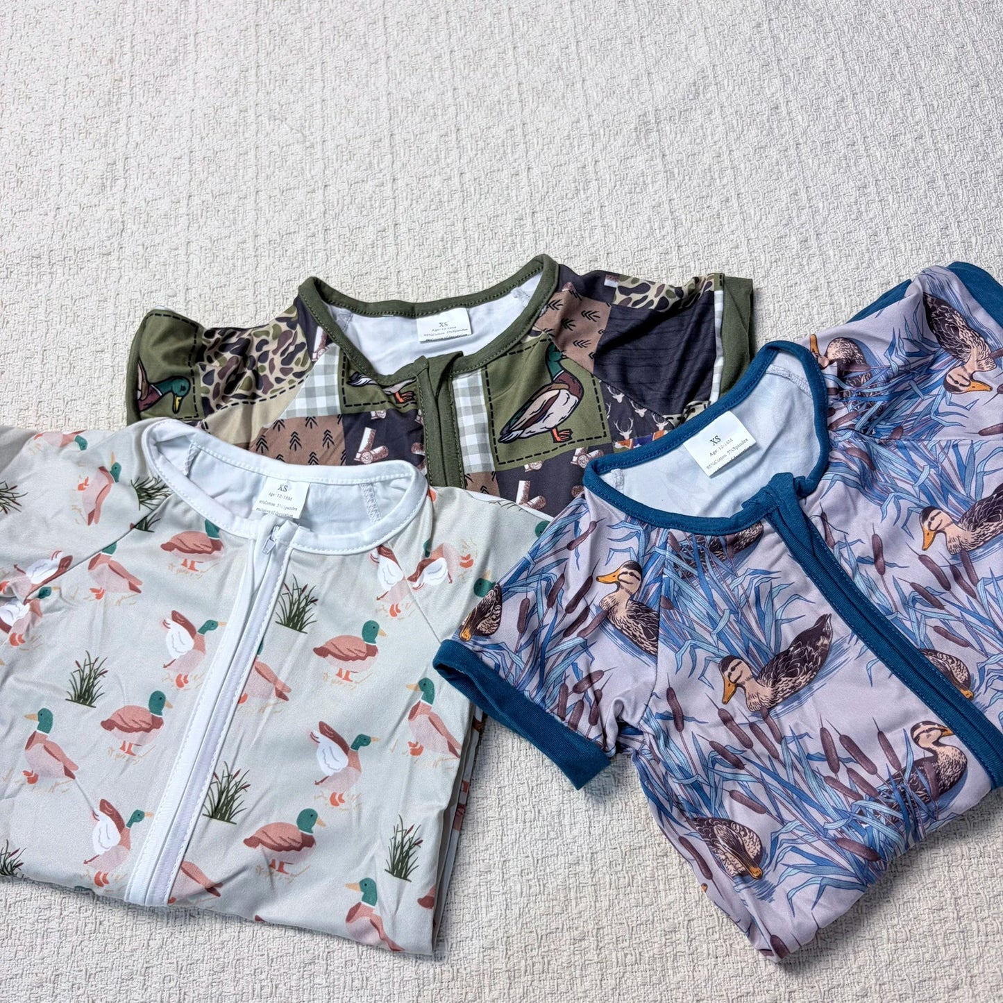 Baby Boy Summer Zipper Romper Short Sleeves Duck Design Toddler
