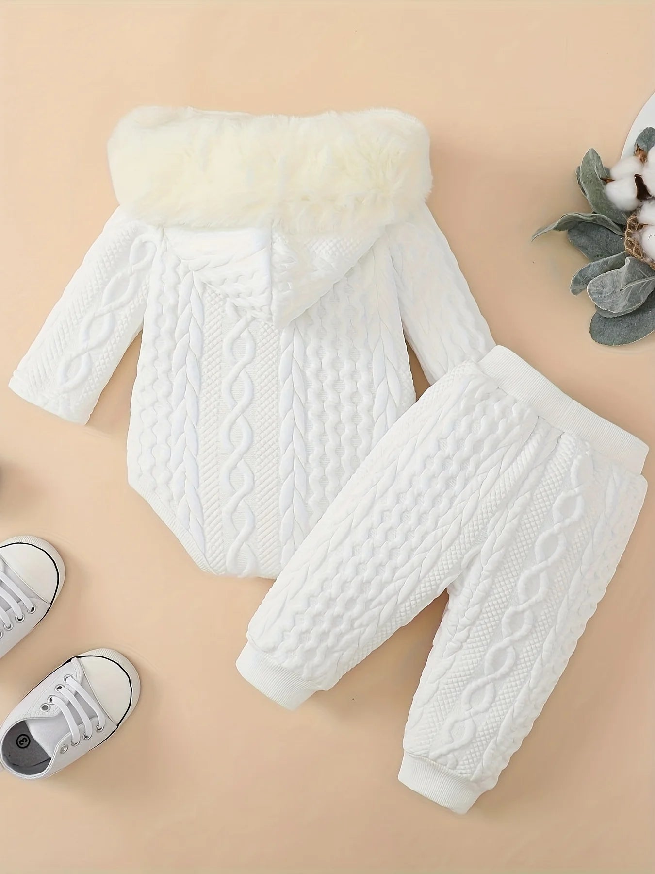 Toddler Girl Fall Winter Hoodie Romper And Pants Set