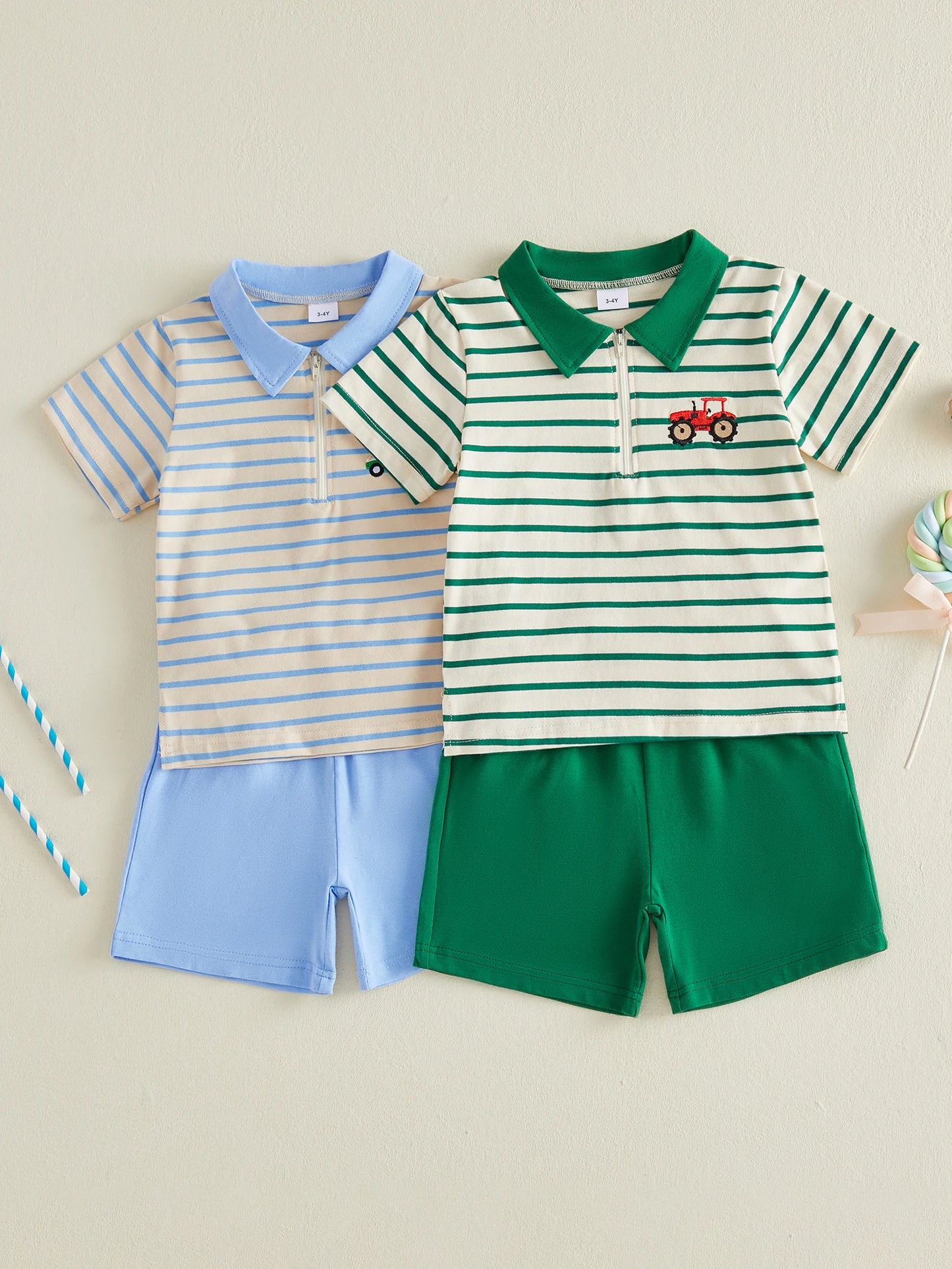 Infant Summer Outfit Set Embroidered Top And Shorts