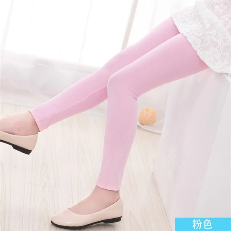 3-11Years Old Children Candy Color Spring And Autumn Leggings Tight Pencil Pants Girls Solid Color Pants