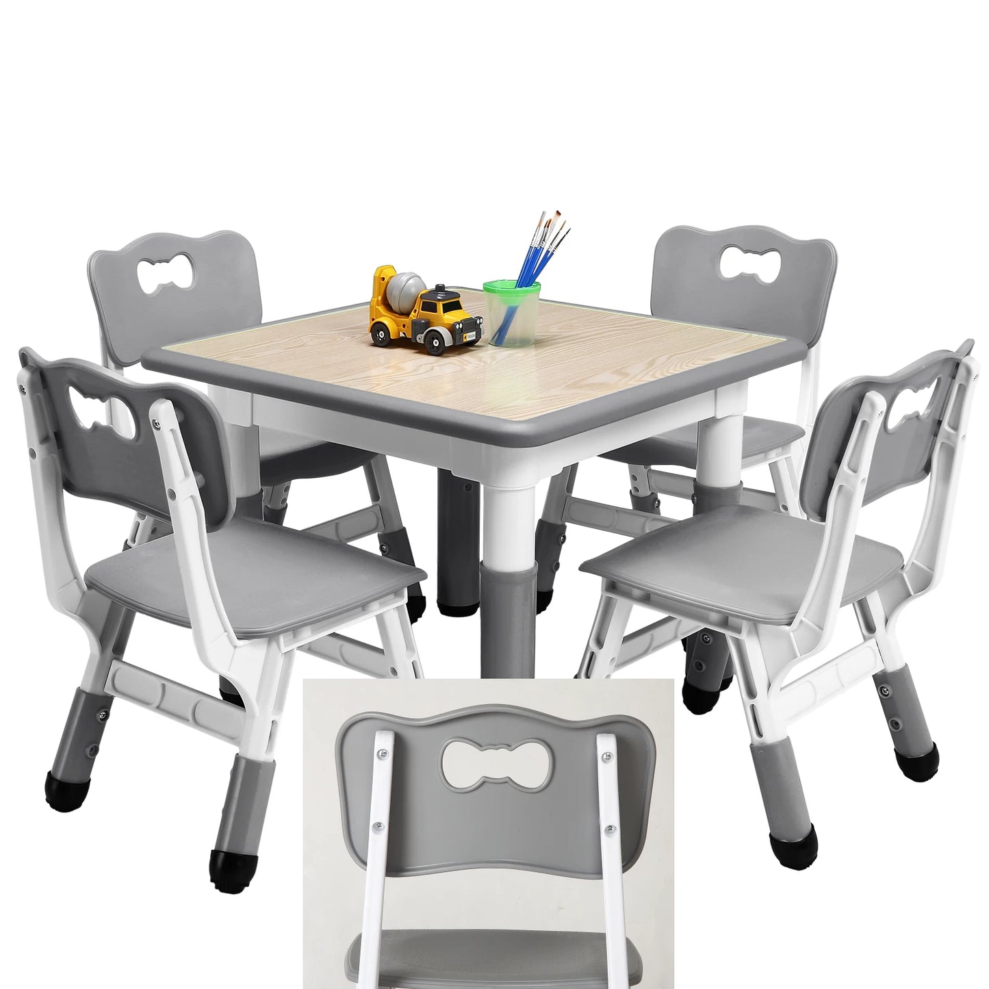 HiMISS Kids Table And Chairs Set Height Adjustable Graffiti Top