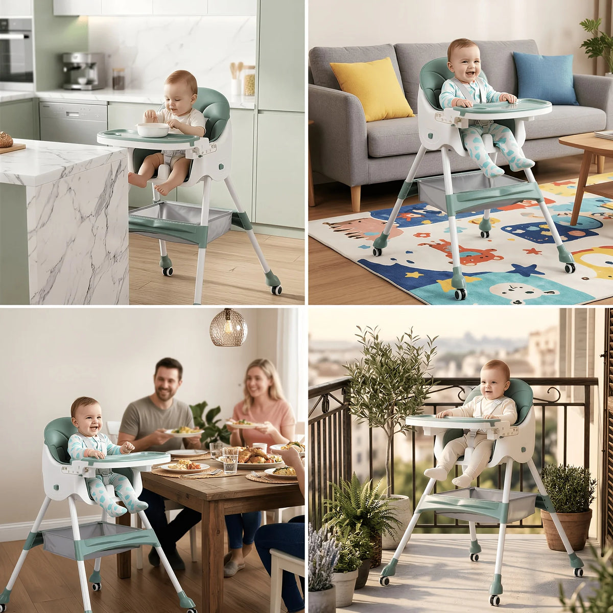 1pc Children's Multi-functional Dining Chair, Adjustable Children's Dining Chair Home Portable Dining Table Rocking Chair